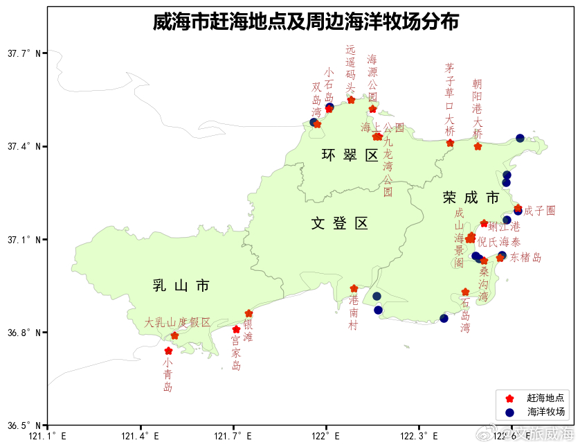 威海市趕海地點(diǎn)及周邊海洋牧場(chǎng)分布